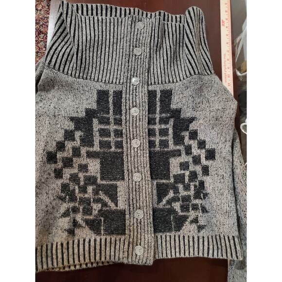 AX Armani Exchange Womens Wool Blend Button Cowl Aztec Cardigan Sweater Size XS - Picture 5 of 9